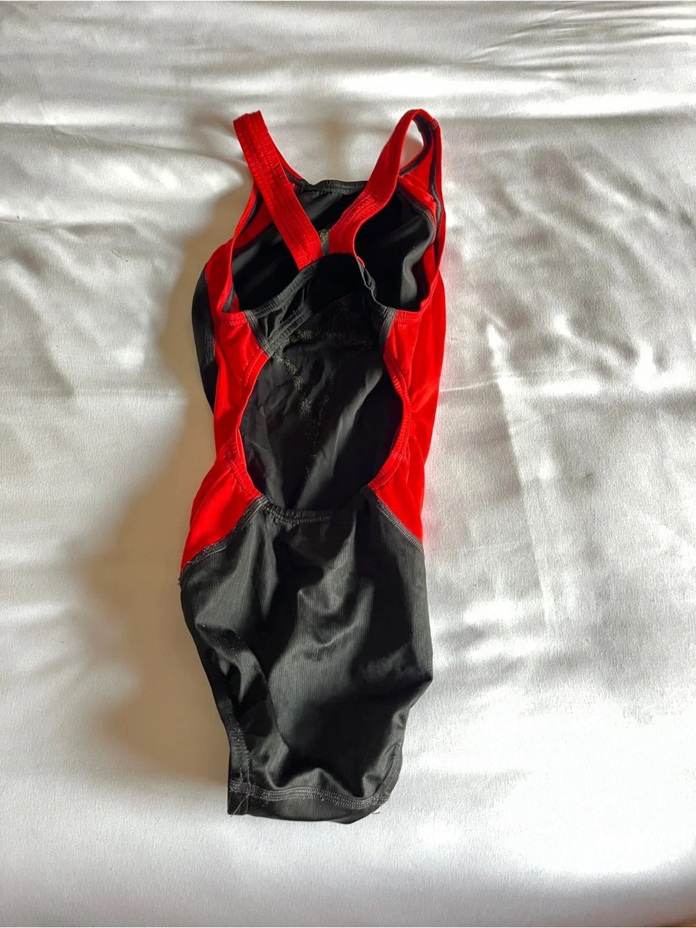 Speedo Fastskin FSII Competitive Swimsuit Red Black Size 30 One Piece Flyback